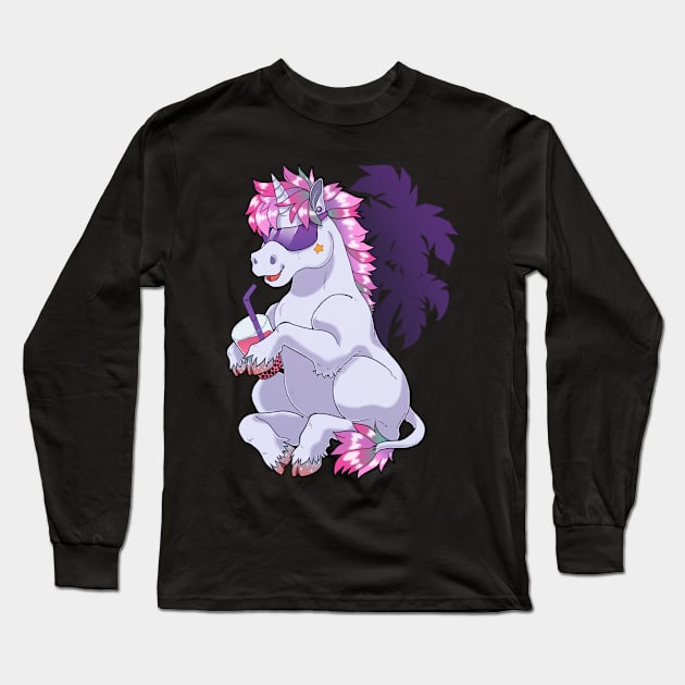 Funky Unicorn with boba tea Long Sleeve T-Shirt by Grethe_B